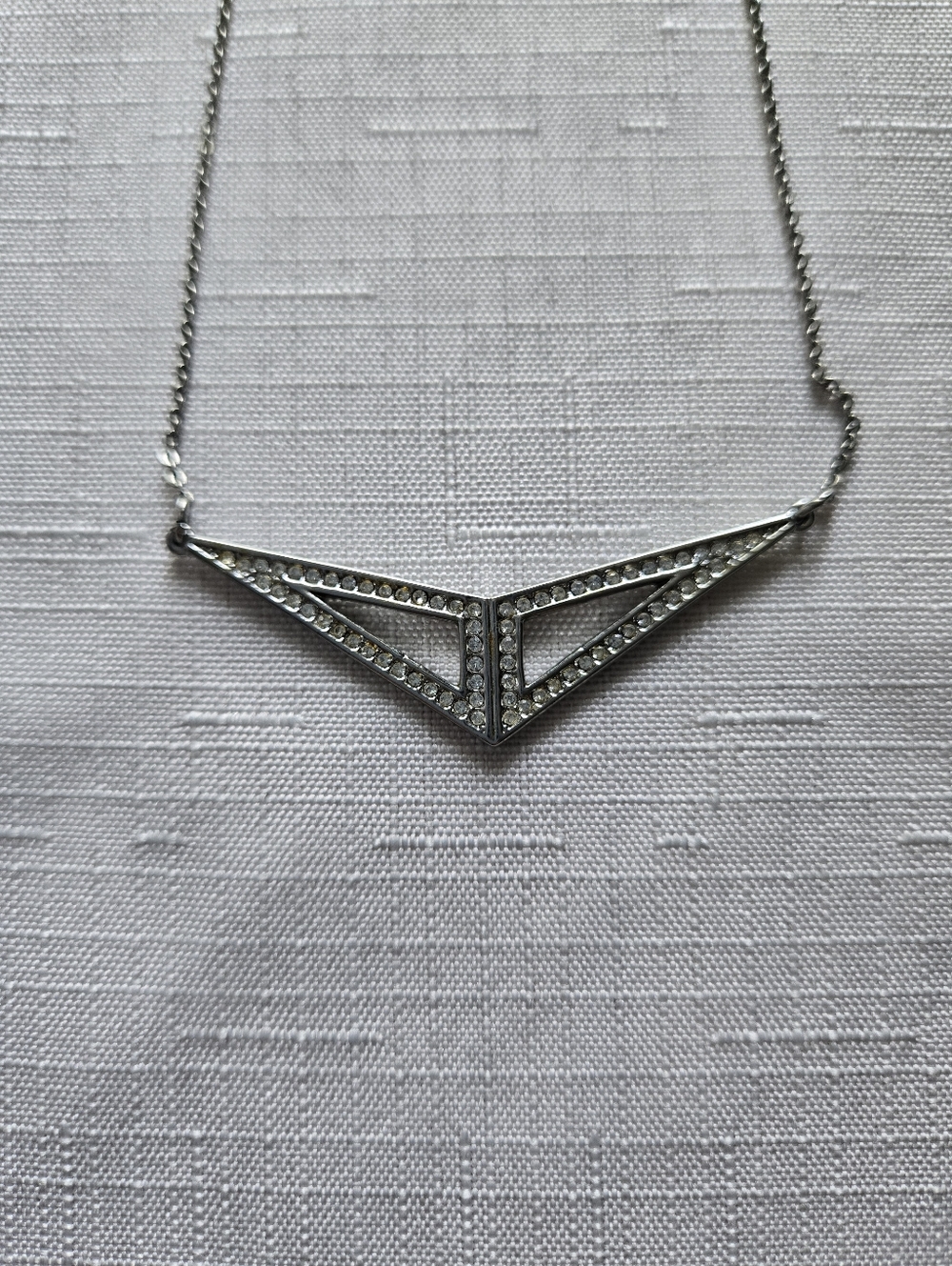 Chloe + Isabel Astra Statement Necklace Silver Tone Crystal Geometric Pendant - Picture 3 of 5